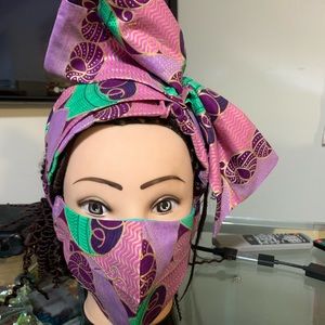 African Style Cloth Face Mask and Headgear